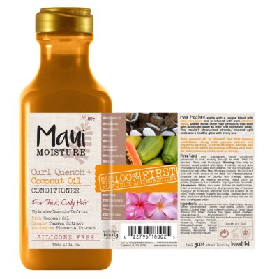 Maui Moisture Curl Quench + Coconut Oil Curl-Defining Anti-Frizz Conditioner to Hydrate and Detangle Tight Curly Hair, Softening Conditioner, Vegan, Silicone & Paraben-Free, 13 fl oz - Image 9