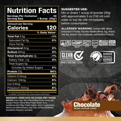 ALLMAX ISOFLEX Whey Protein Isolate, Chocolate - 2 lb - 27 Grams of Protein Per Scoop - Zero Fat & Sugar - 99% Lactose Free - Gluten Free & Soy Free - Approx. 30 Servings - Image 2