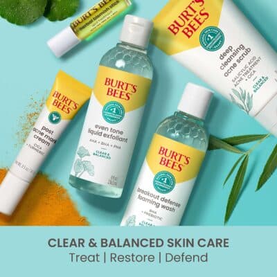 Burt?s Bees Clear and Balanced Deep Cleansing Acne Scrub, Salicylic Acid Acne Treatment with Cica, Facial Cream Exfoliator Helps Unclog Pores and Reduce Acne, 4 Oz - Image 9