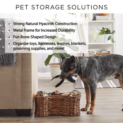 Bone Dry Pet Storage Collection Bone Shape Hyacinth Toy Basket, Natural, Medium - Image 9