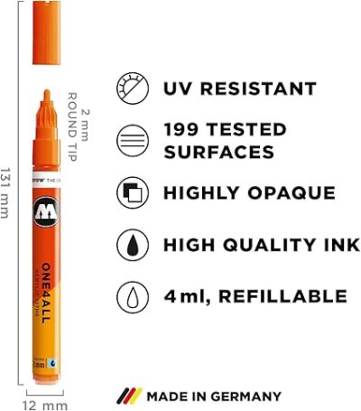 Molotow One4All 127HS Acryl Marker Metallic-Set (2,0 mm Strichstärke, hochdeckend und permanent, UV-beständig, für fast alle Untergründe) 6 Stück sortiert - Image 4