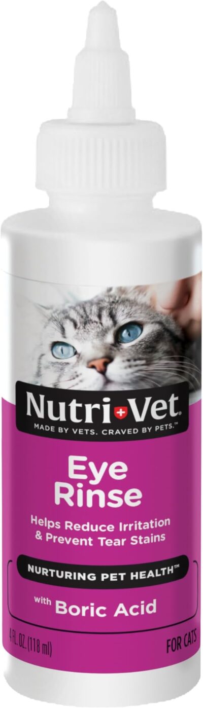 Nutri-Vet Eye Rinse for Cats - Gentle Formula Removes Debris - Helps Reduce Irritation and Prevent Tear Stains - 4oz