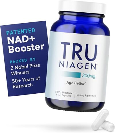 TRU NIAGEN Patented NAD+ Supplement for Anti Aging and Cell Regeneration, 300 mg Niagen, 90 Servings | Nicotinamide Riboside (NR) Take 1 Daily | 1 Bottle