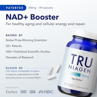 TRU NIAGEN Patented NAD+ Supplement for Anti Aging and Cell Regeneration, 300 mg Niagen, 90 Servings | Nicotinamide Riboside (NR) Take 1 Daily | 1 Bottle - Image 2