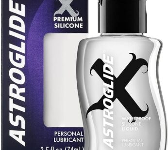 Astroglide Silicone Lube (2.5oz), X Premium Personal Lubricant, Uber Long-Lasting Silky Sex Lube, Waterproof for Wet Water Play, Travel-Friendly Size