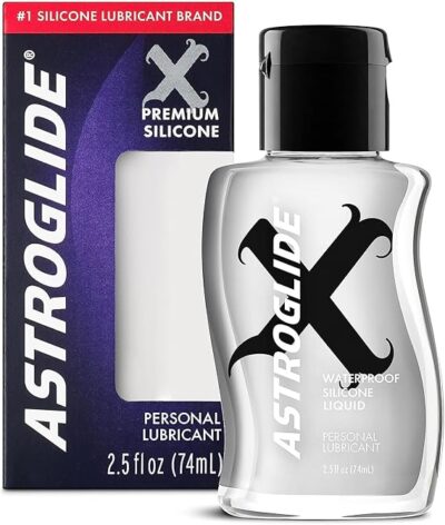 Astroglide Silicone Lube (2.5oz), X Premium Personal Lubricant, Uber Long-Lasting Silky Sex Lube, Waterproof for Wet Water Play, Travel-Friendly Size