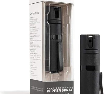 POM Pepper Spray Pocket Clip – Flip Top Safety – Maximum Strength OC Spray Self Defense – Tactical Compact & Safe Design – Quick Key Release – 25 Bursts & 10 ft Range (Group)