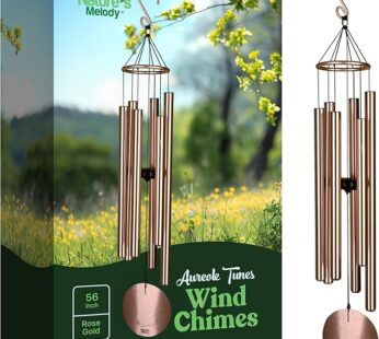 Nature’s Melody Aureole Tunes Wind Chimes – Outdoor Windchime with 6 Tubes Tuned to C Pentatonic Scale, 100% Rustproof Aluminum Memorial Gift or Zen Garden