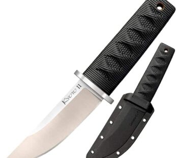 Cold Steel Kyoto II 3-3/8″ Durable Compact 8Cr13MoV Stainless Steel Fixed Blade Drop Point Outdoor Hunting Utility Knife, 3 3/8″ Textured Kray-Ex Handle, Sheath Included