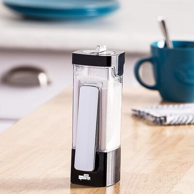Zevro Honey-Can Indispensable Sugar 'N More Plastic Dispenser, Black/Chrome, 8 oz - Image 3