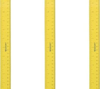 Westcott ‎12 inch Magnetic Flexible Rulers (3 Pack), Yellow, for School, Office, Crafts and DIY, Measuring Tools for Students and Adults